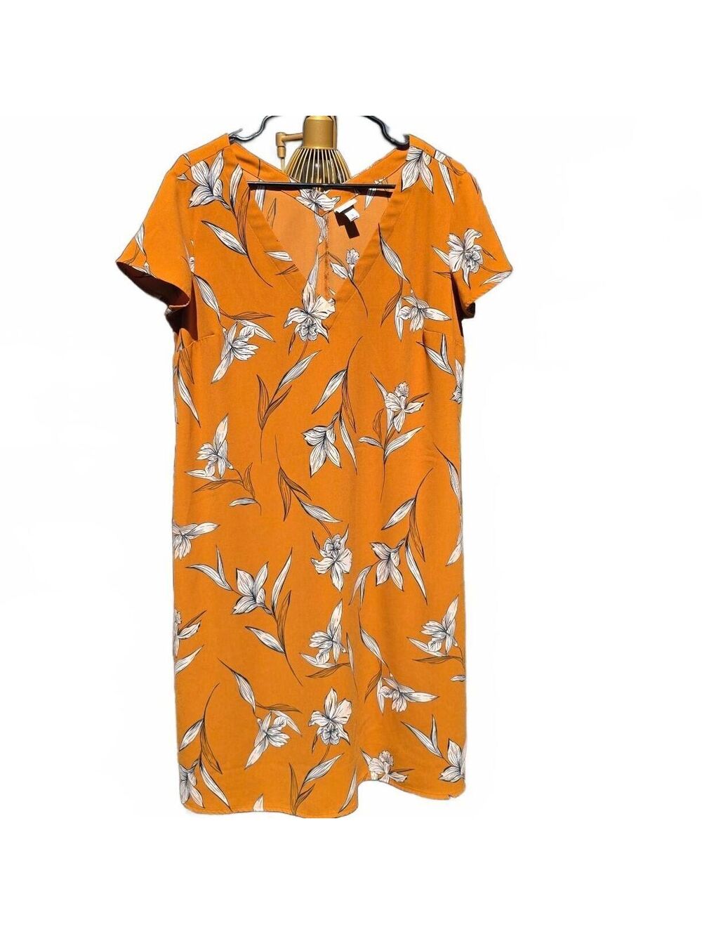 Wmn's Large - A New Day Orange Floral Short Sleeve Dress